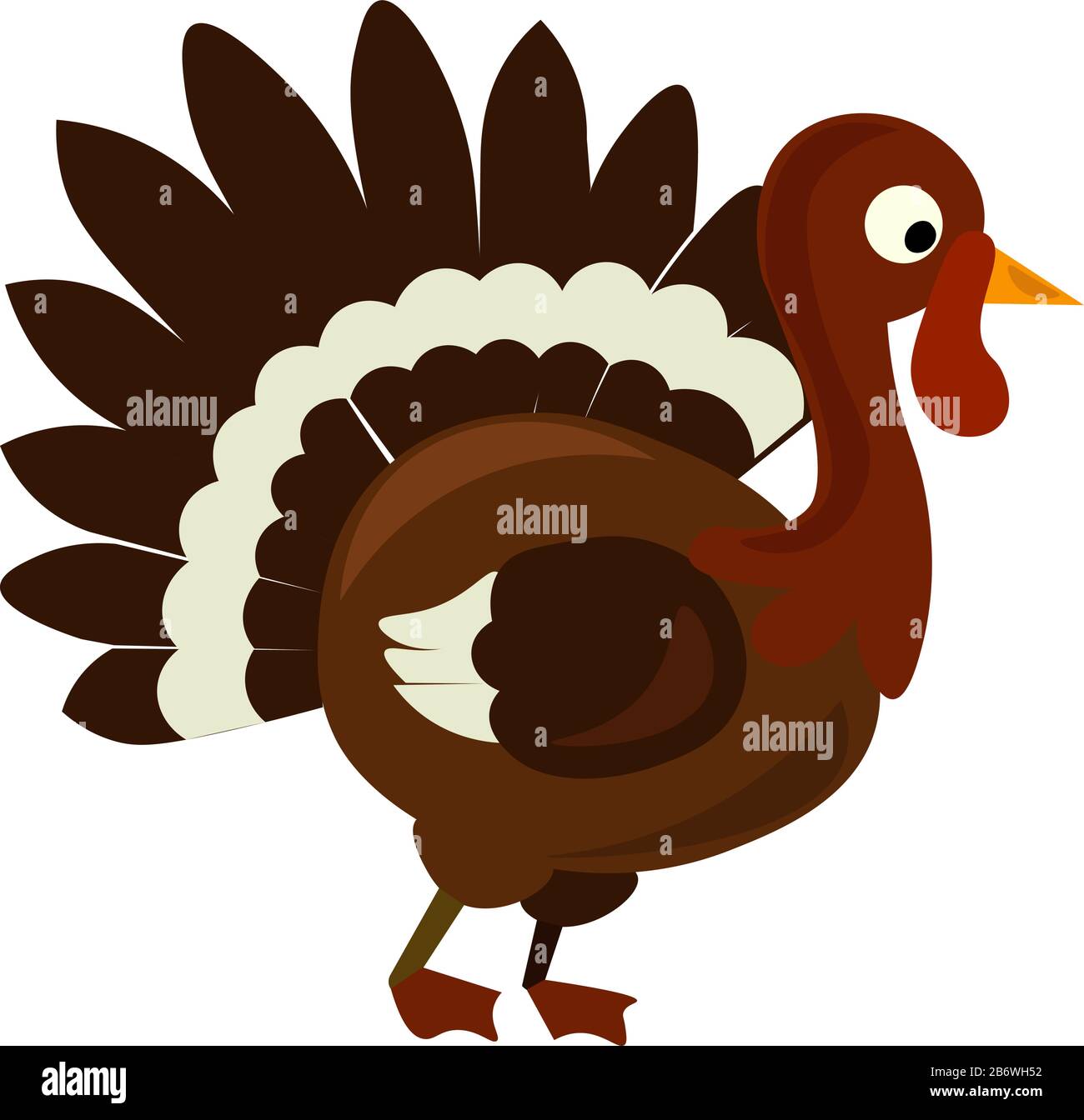 Brown turkey, illustration, vector on white background Stock Vector ...