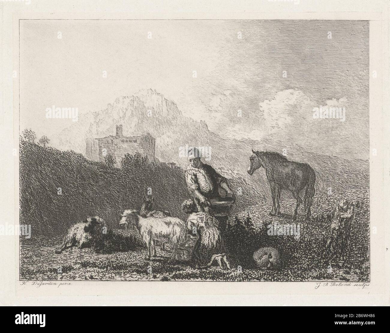 Italiaans Landschap Met Geitenmelkster Italian Landscape With Goat