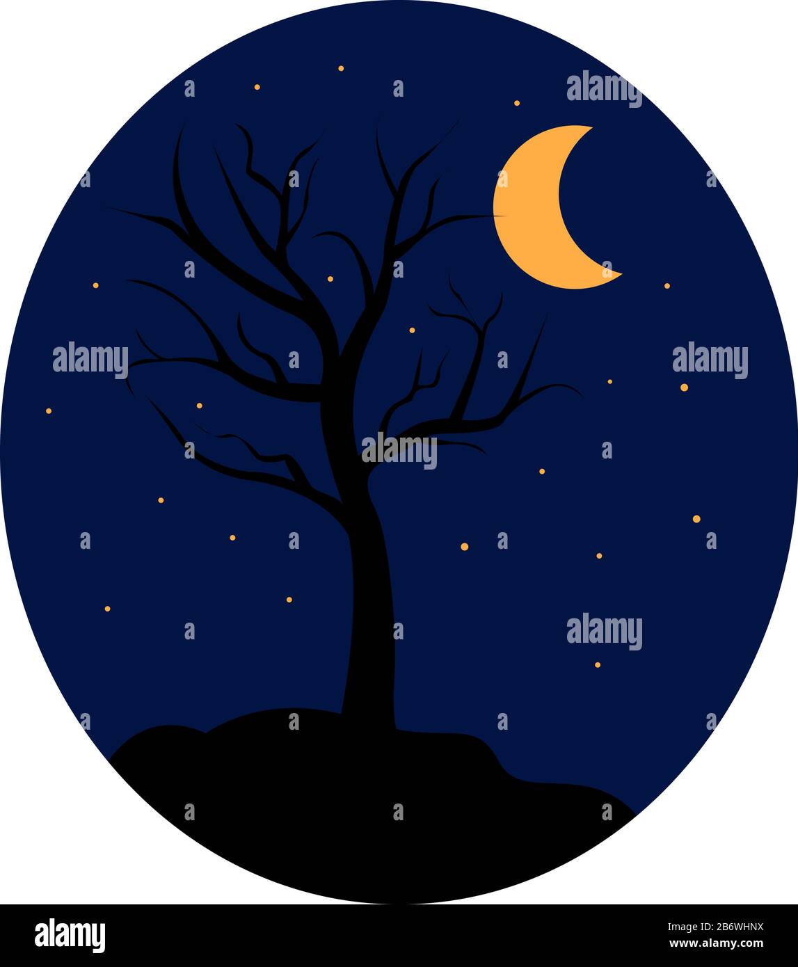 Tree Vectorat Night Tree in night, illustration, vector on white background Stock Vector ...