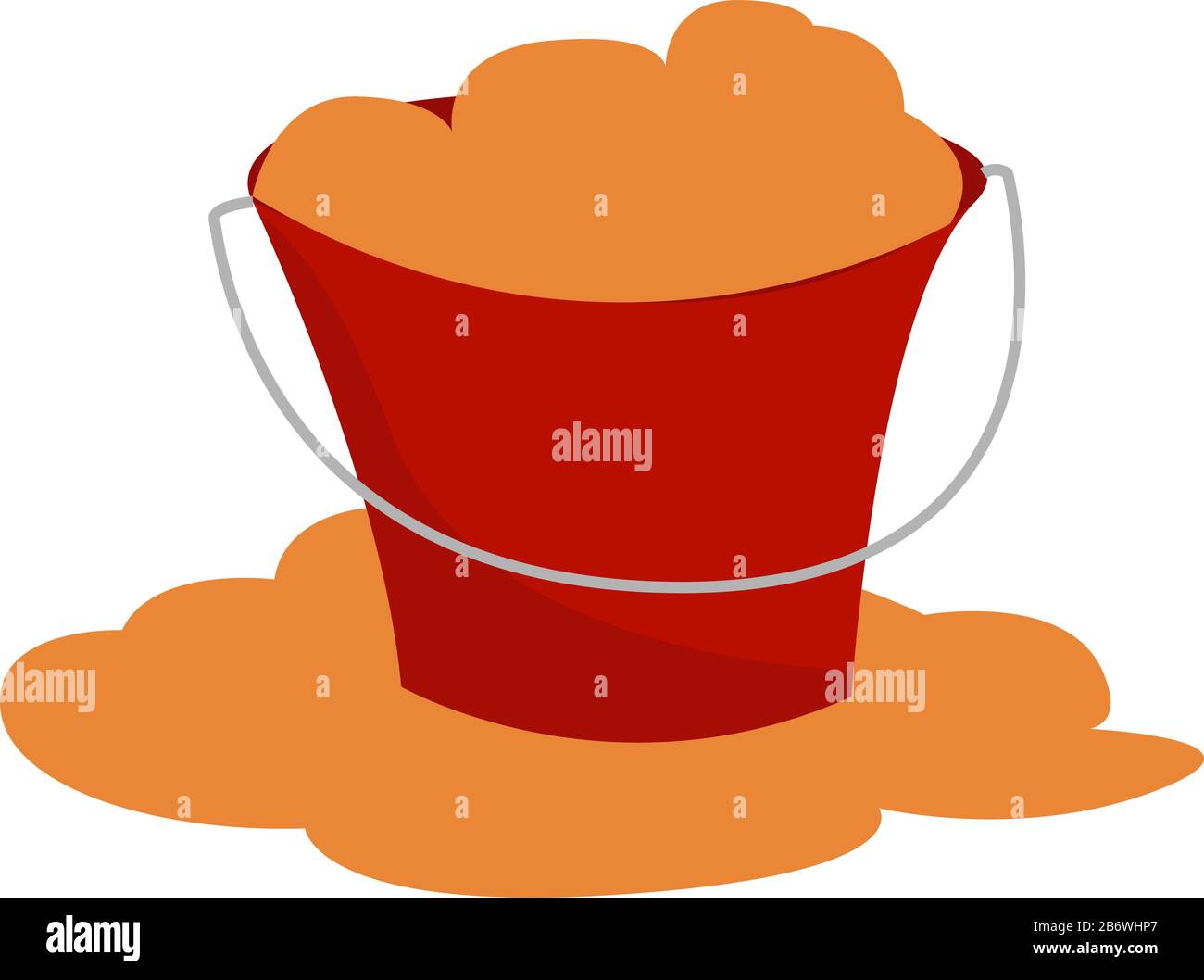 Bucket with sand, illustration, vector on white background. Stock Vector