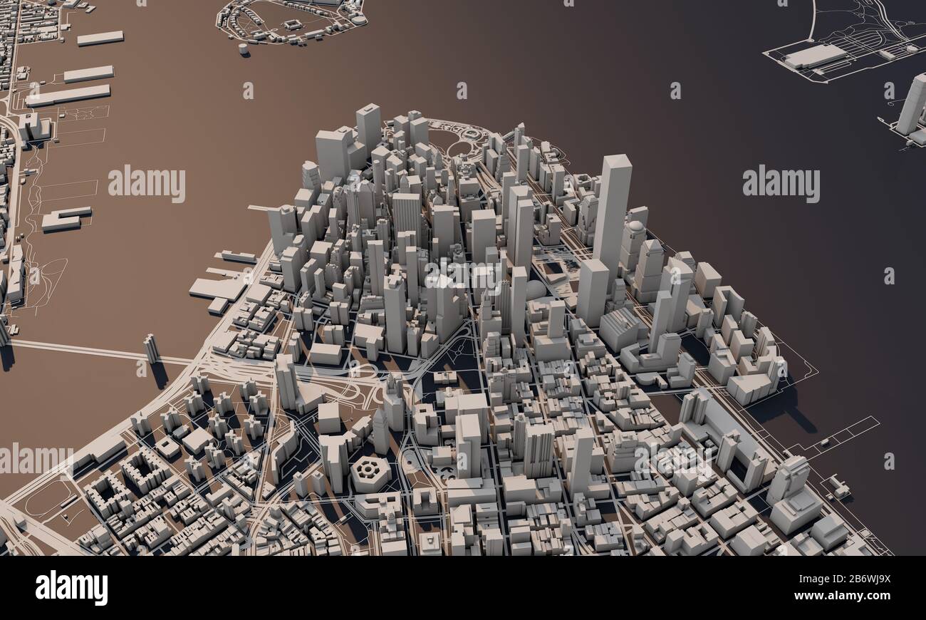 New York city map 3D Rendering. Aerial satellite view Stock Photo Alamy