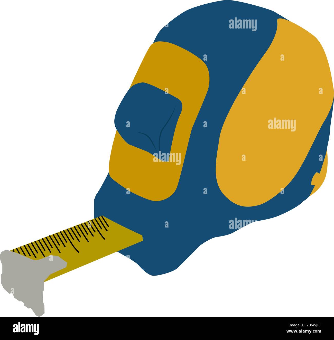 Yellow tape measure, illustration, vector on white background Stock