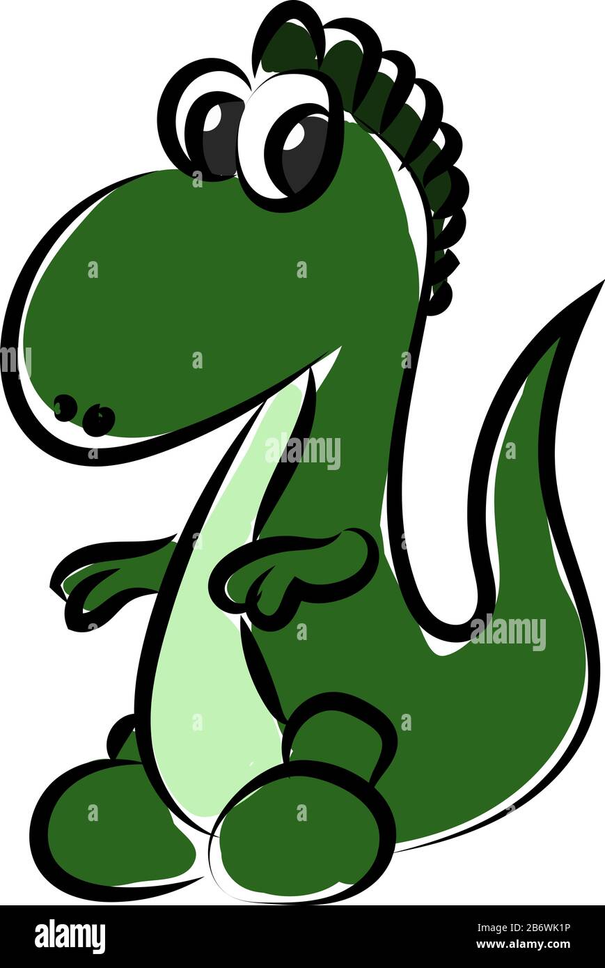 Green small dragon, illustration, vector on white background. Stock Vector