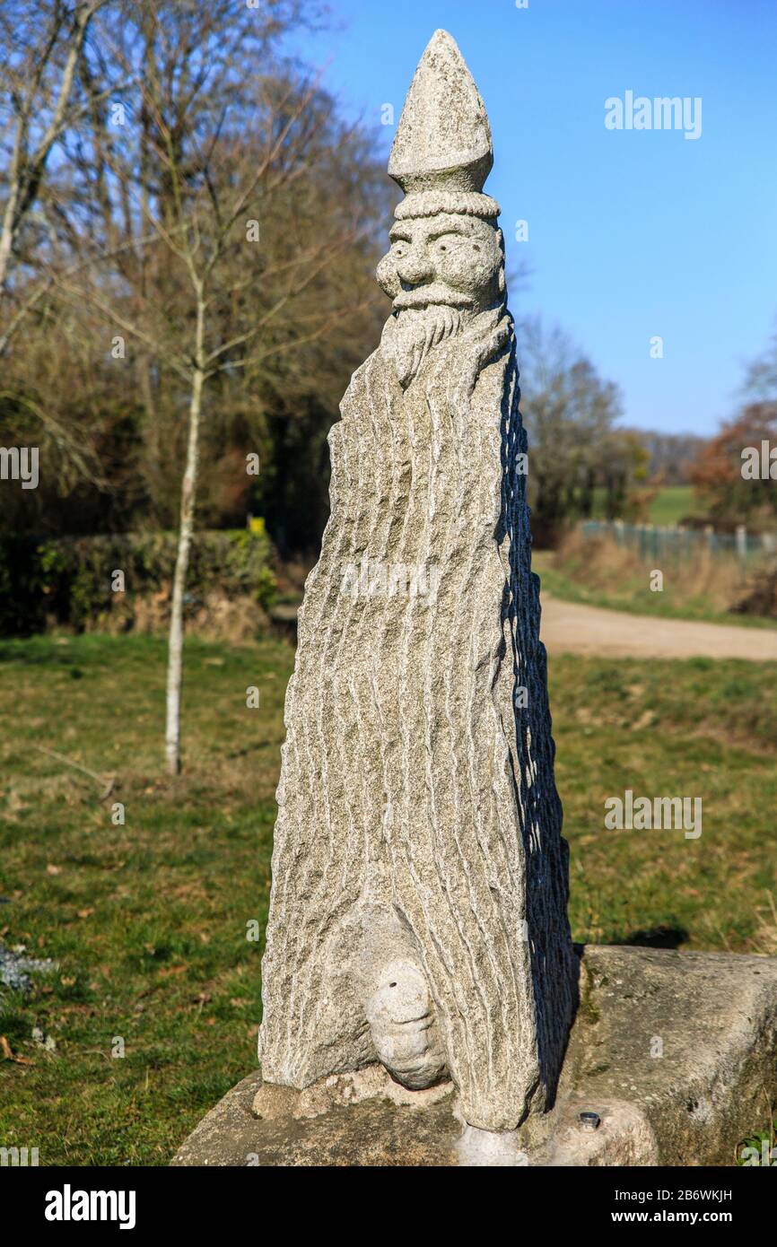 France, Indre, Berry region, Creuse valley, Saint-Plantaire, Le Montet locality, saint Guerluchon sculpture by the artist Philippe Onenga // France, I Stock Photo