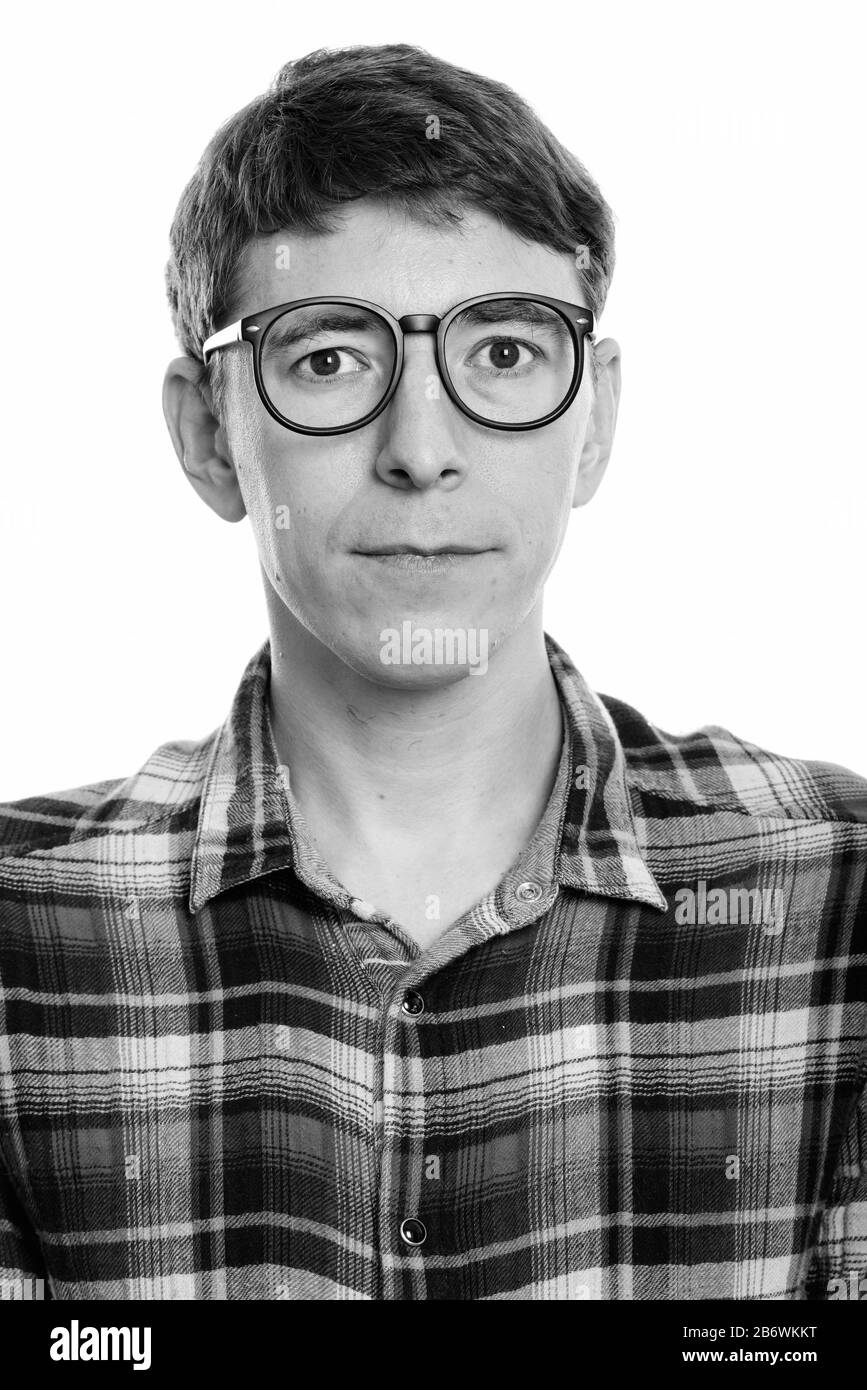 Portrait of hipster man with eyeglasses looking at camera Stock Photo