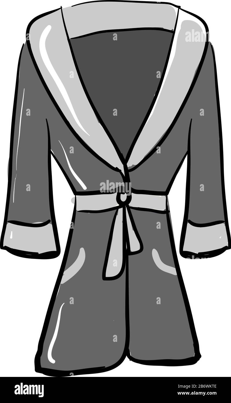 Grey bathrobe, illustration, vector on white background. Stock Vector