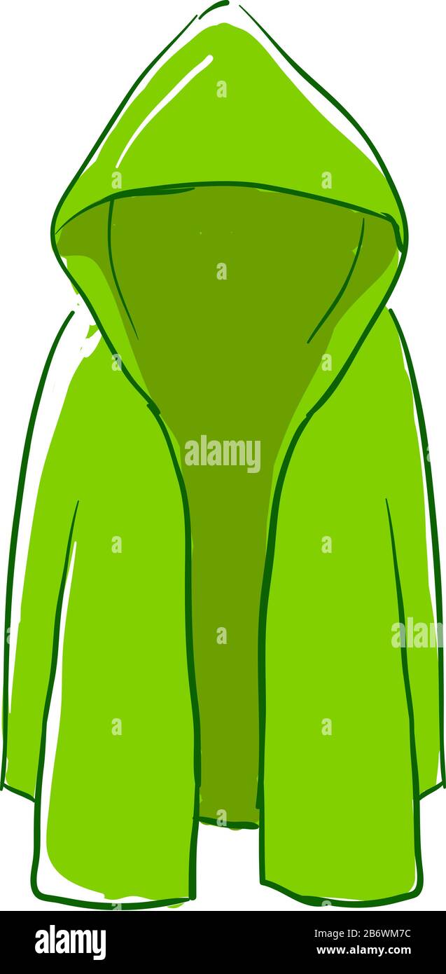 Green raincoat, illustration, vector on white background Stock Vector