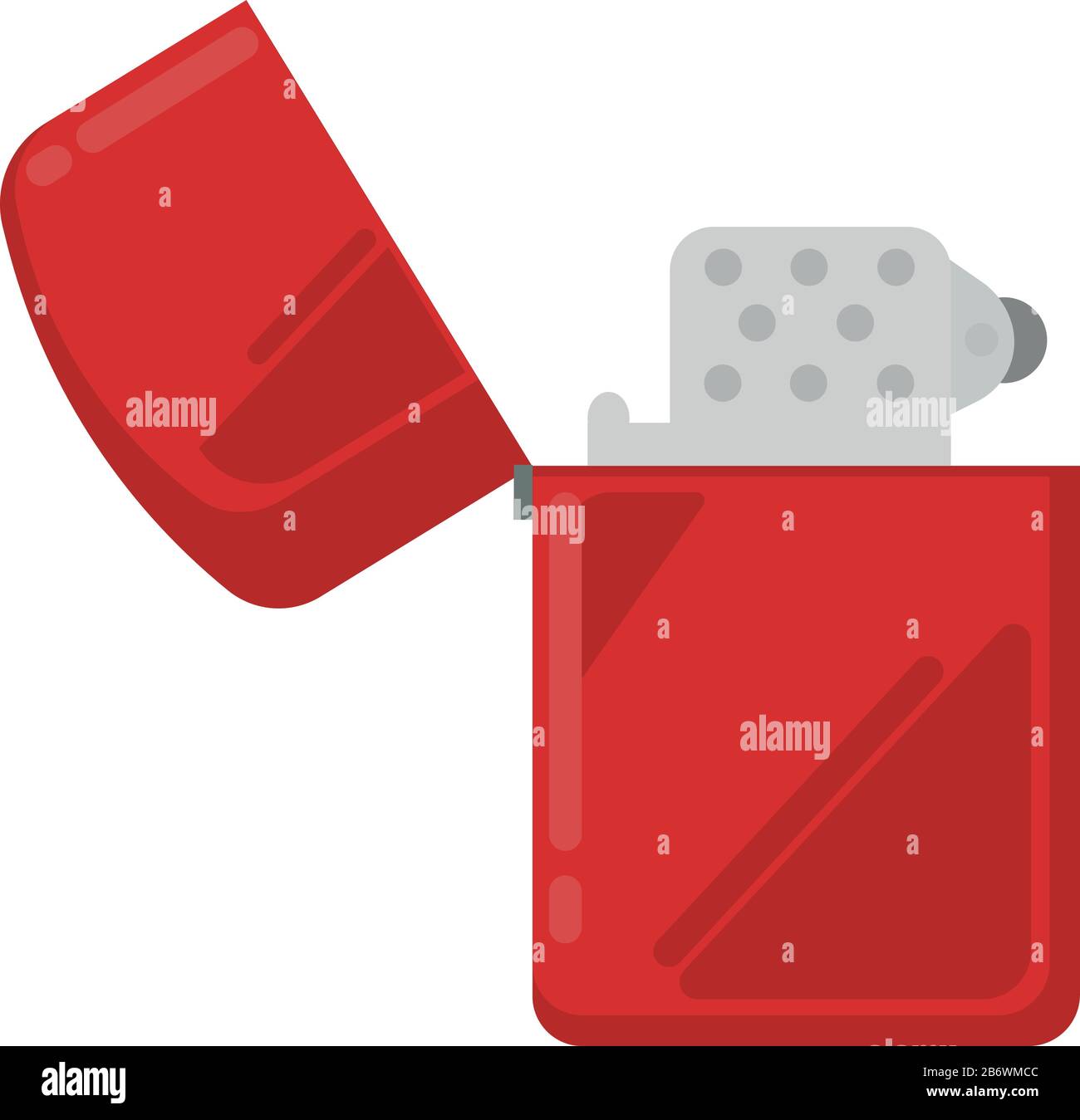Red zippo lighter, illustration, vector on white background Stock