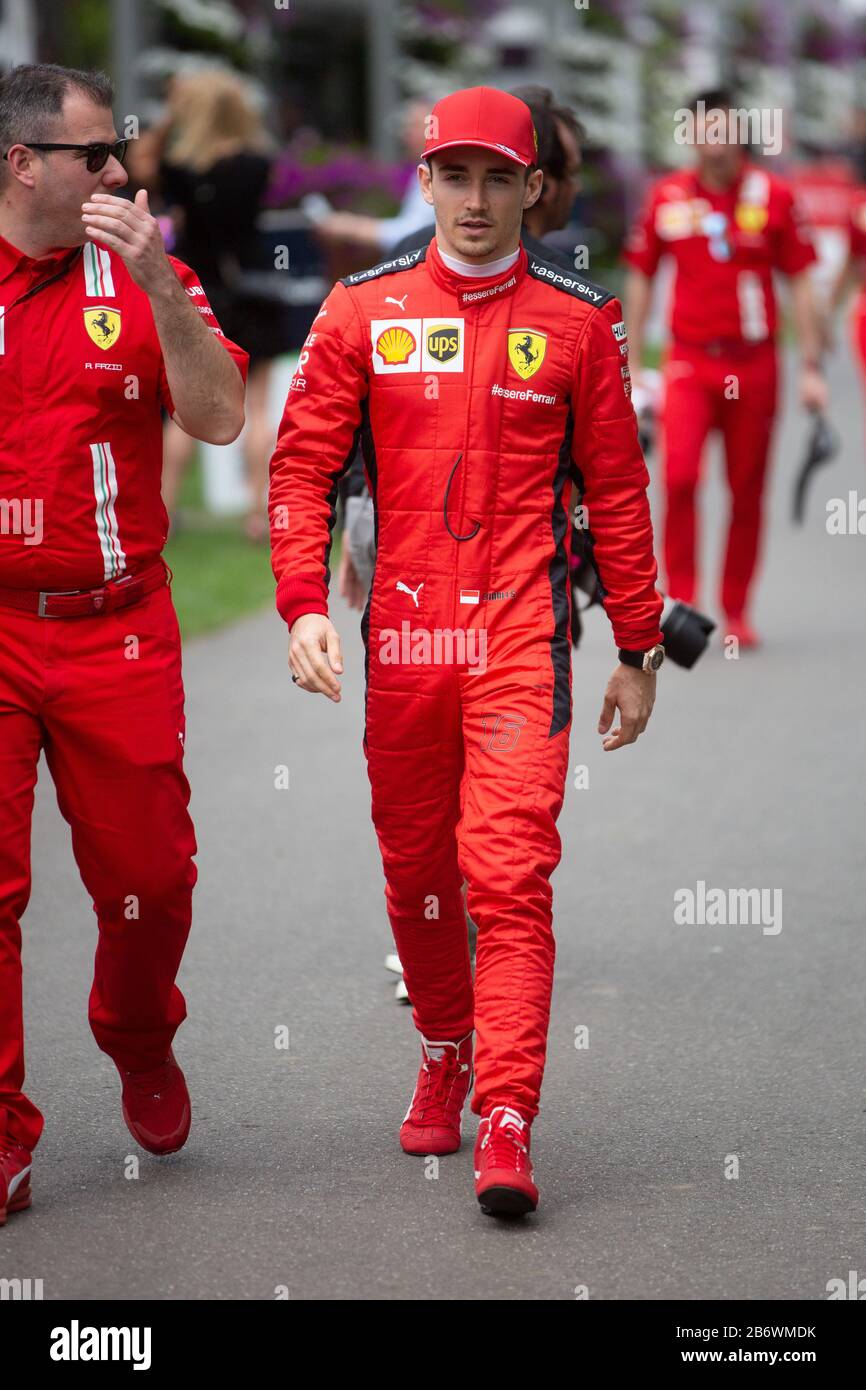 Melbourne, Australia. 12th March, 2020. Charles LeClerc of Scuderia Ferrari Mission Winnow walking along the Paddock at the 2020 Formula 1 Australian Grand Prix Credit: Chris Putnam/ZUMA Wire/Alamy Live News Stock Photo