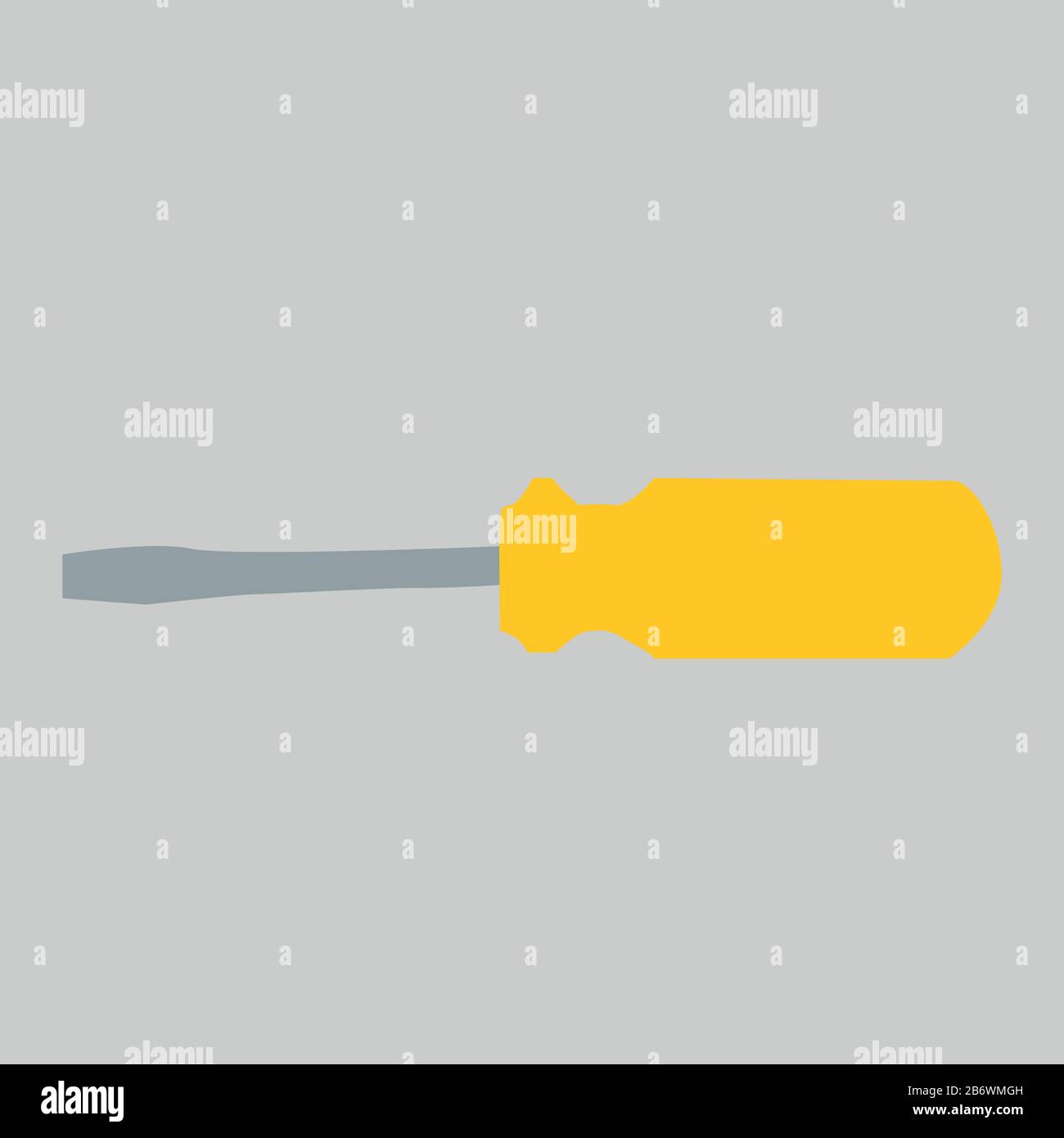 Yellow screwdriver, illustration, vector on white background. Stock Vector