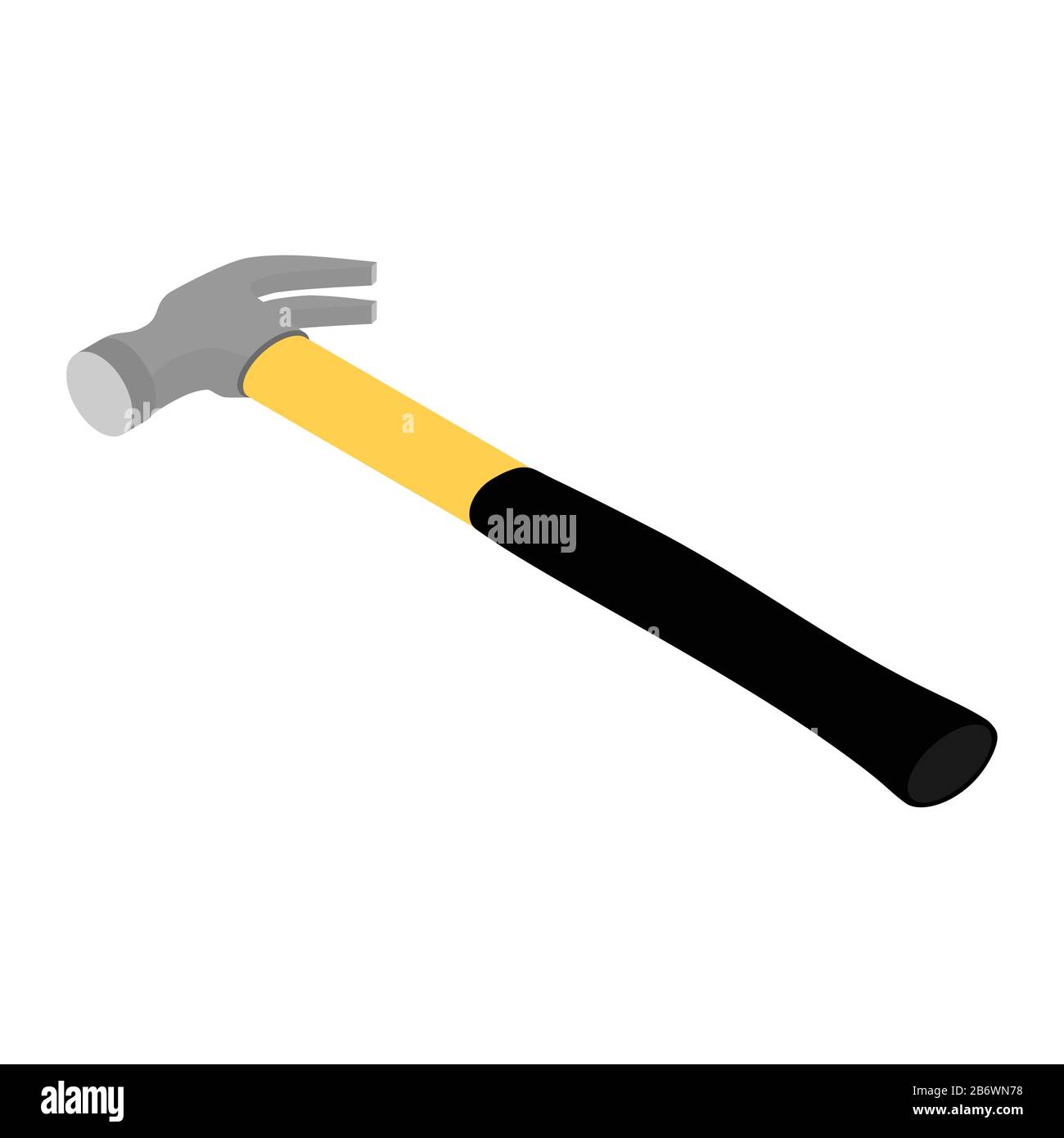 Vector yellow carpenter tool hammer isolated on white background Stock ...