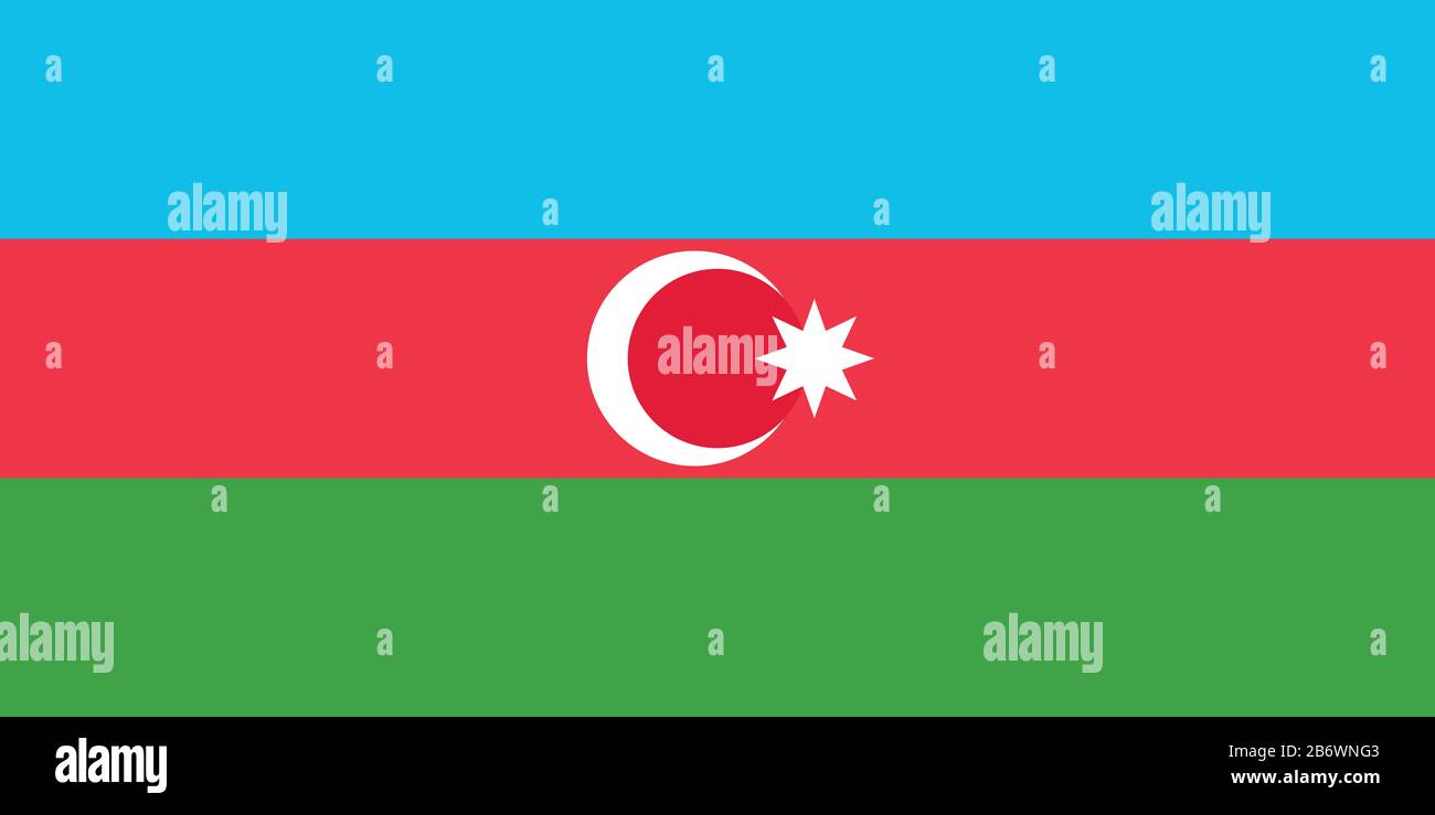 Flag of Azerbaijan - Azerbaijani flag standard ratio - true RGB color mode Stock Photo