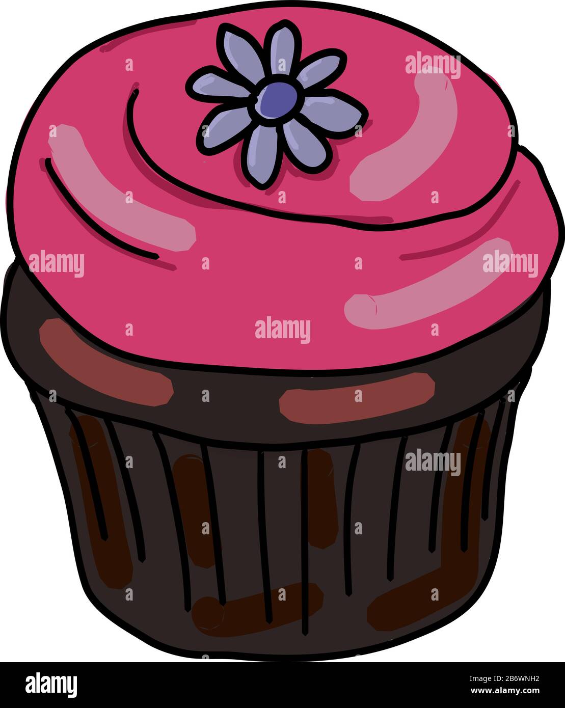 Bubblegum cupcake, illustration, vector on white background. Stock Vector