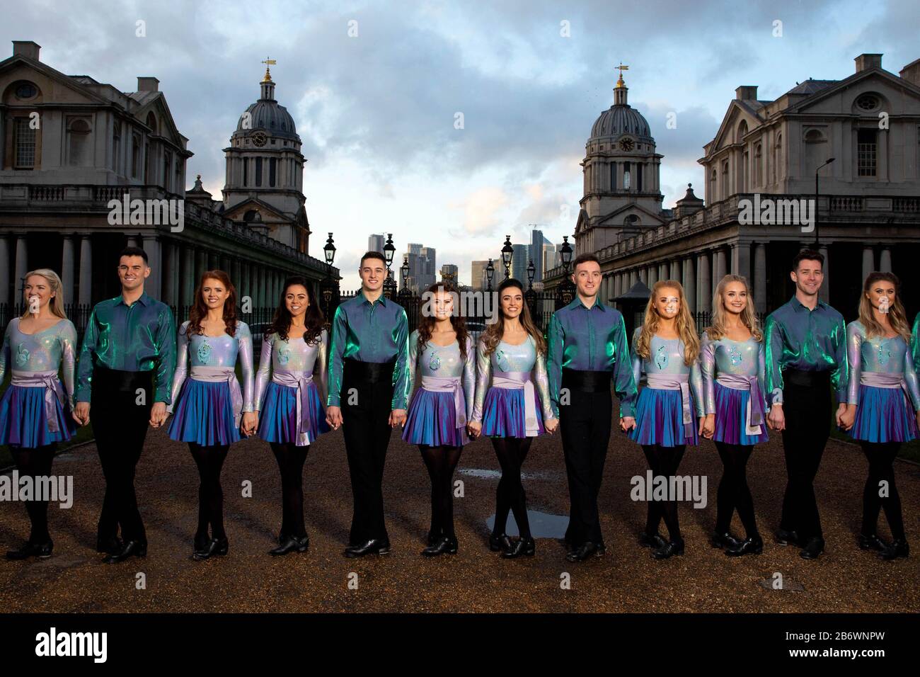 Dancers from Riverdance at the Old Royal Naval College in Greenwich, London, where they have been invited by Tourism Ireland to perform at iconic locations across the capital to celebrate St. Patrick???s Dancers from Riverdance at the Old Royal Naval College in Greenwich, London, where they have been invited by Tourism Ireland to perform at iconic locations across the capital to celebrate St. Patrick???s