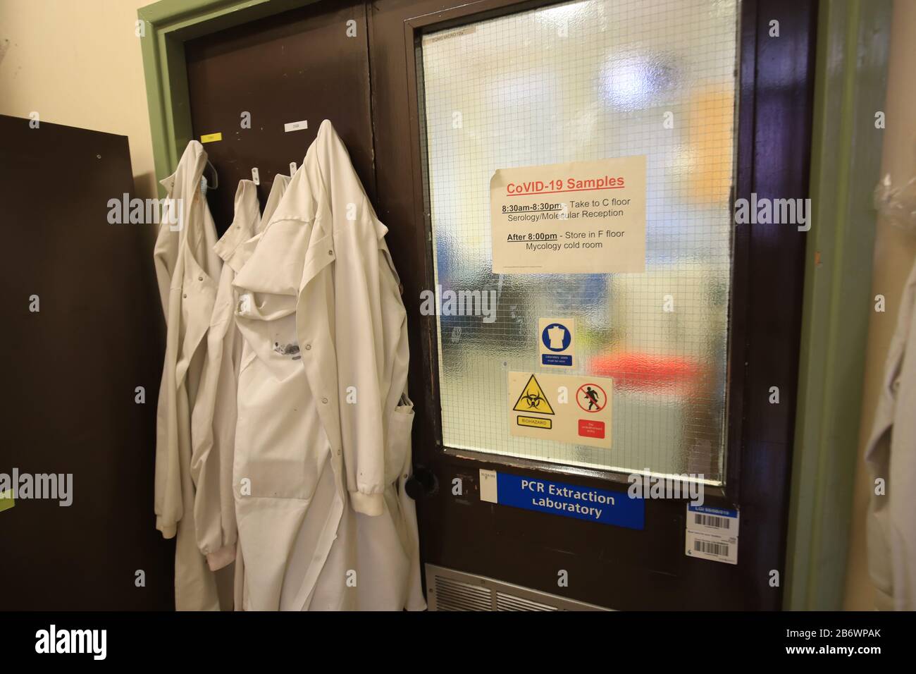 The entrance to the pathology laboratories, which will receive coronavirus samples for testing, at the Old Medical School, Leeds General Infirmary to show how yesterday's budget is supporting those affected by COVID-19. Stock Photo