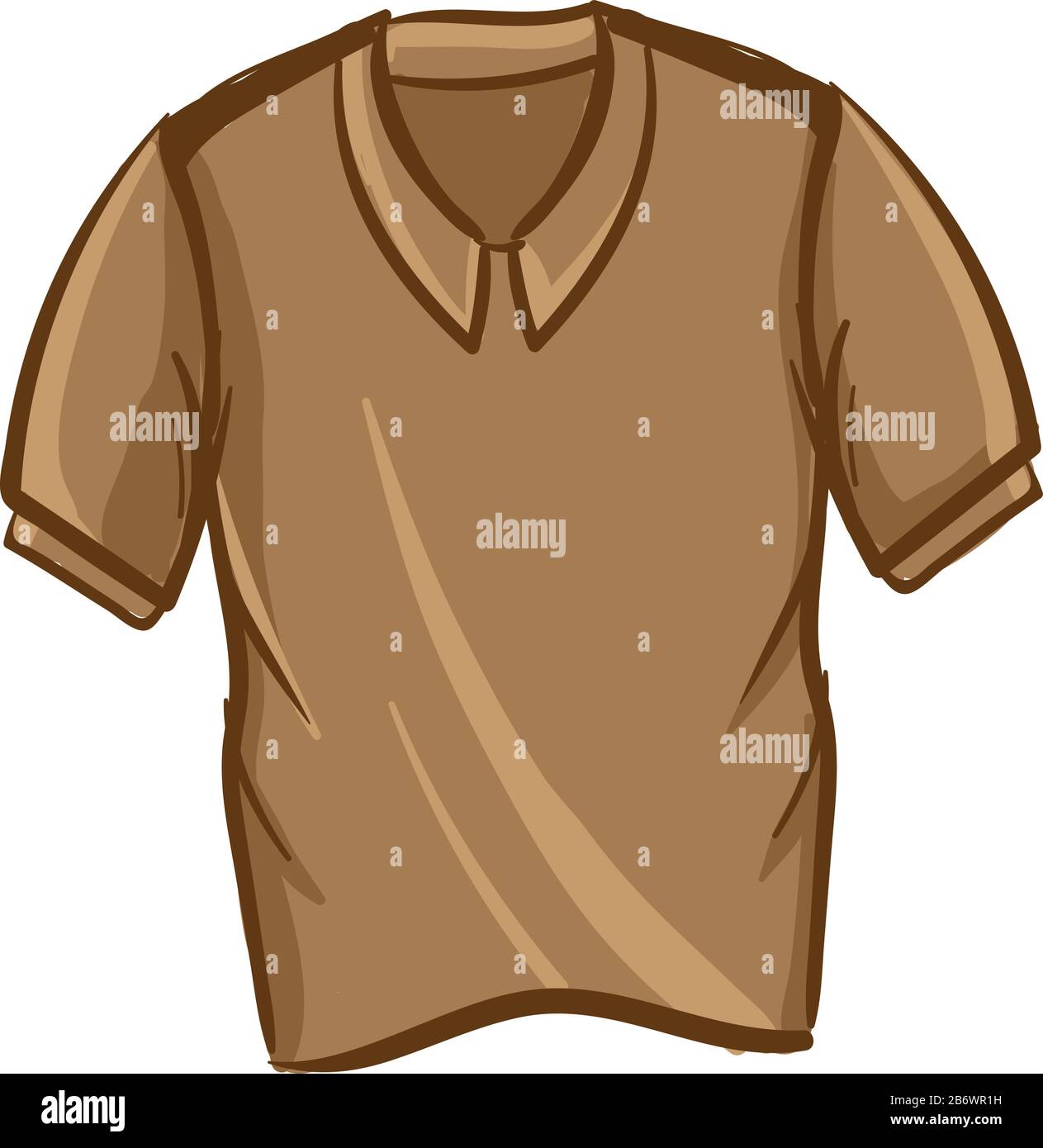 Brown t-shirt, illustration, vector on white background Stock Vector
