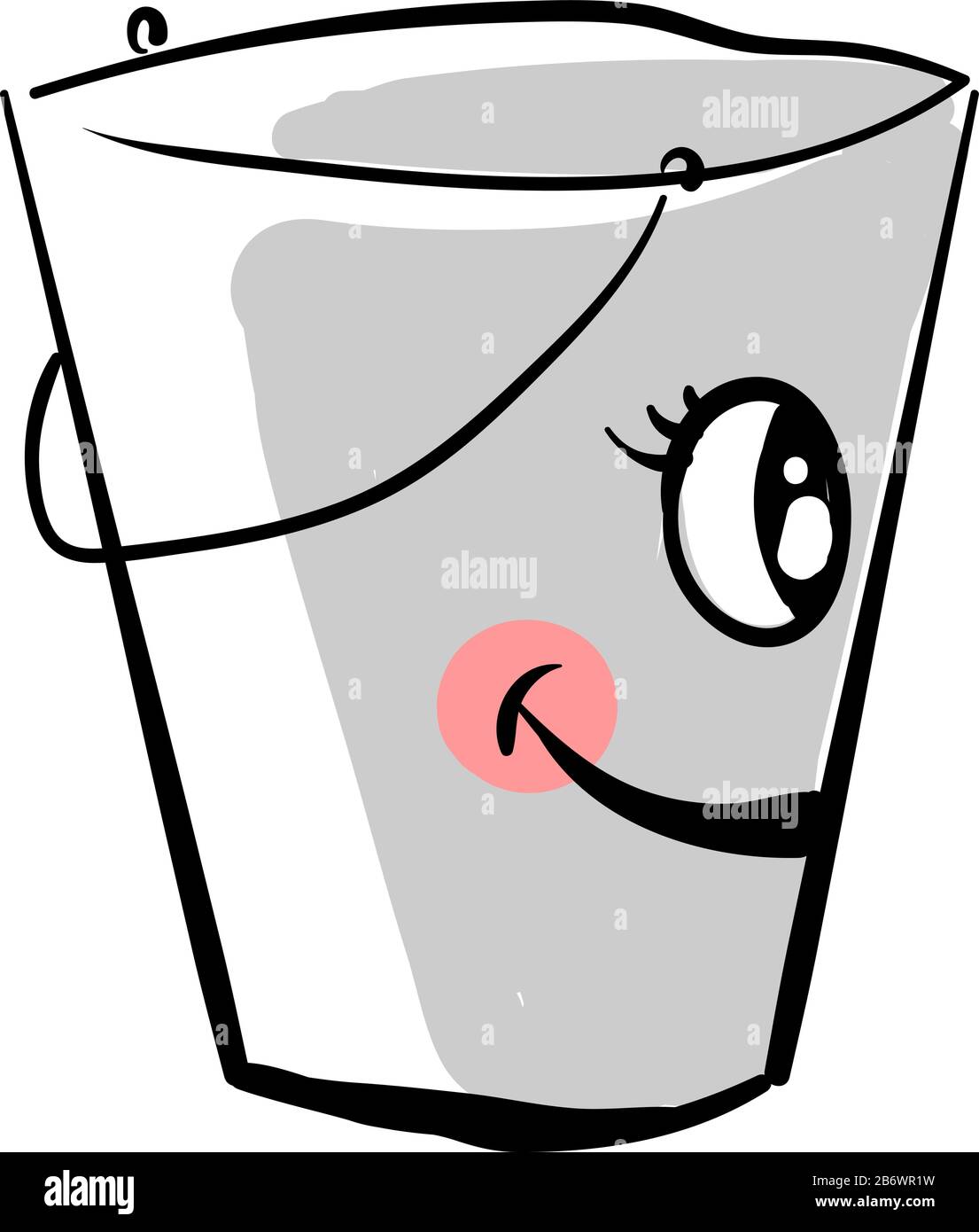 Cute grey bucket, illustration, vector on white background Stock Vector ...