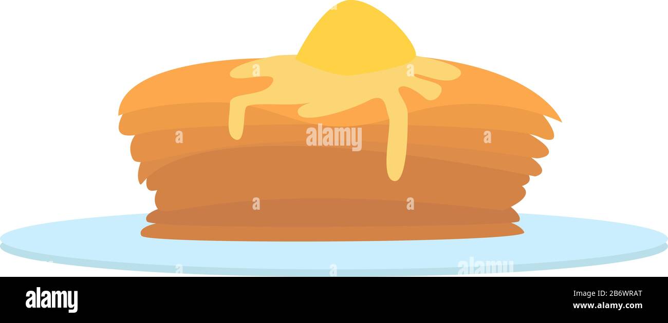 Pancakes with butter, illustration, vector on white background. Stock Vector