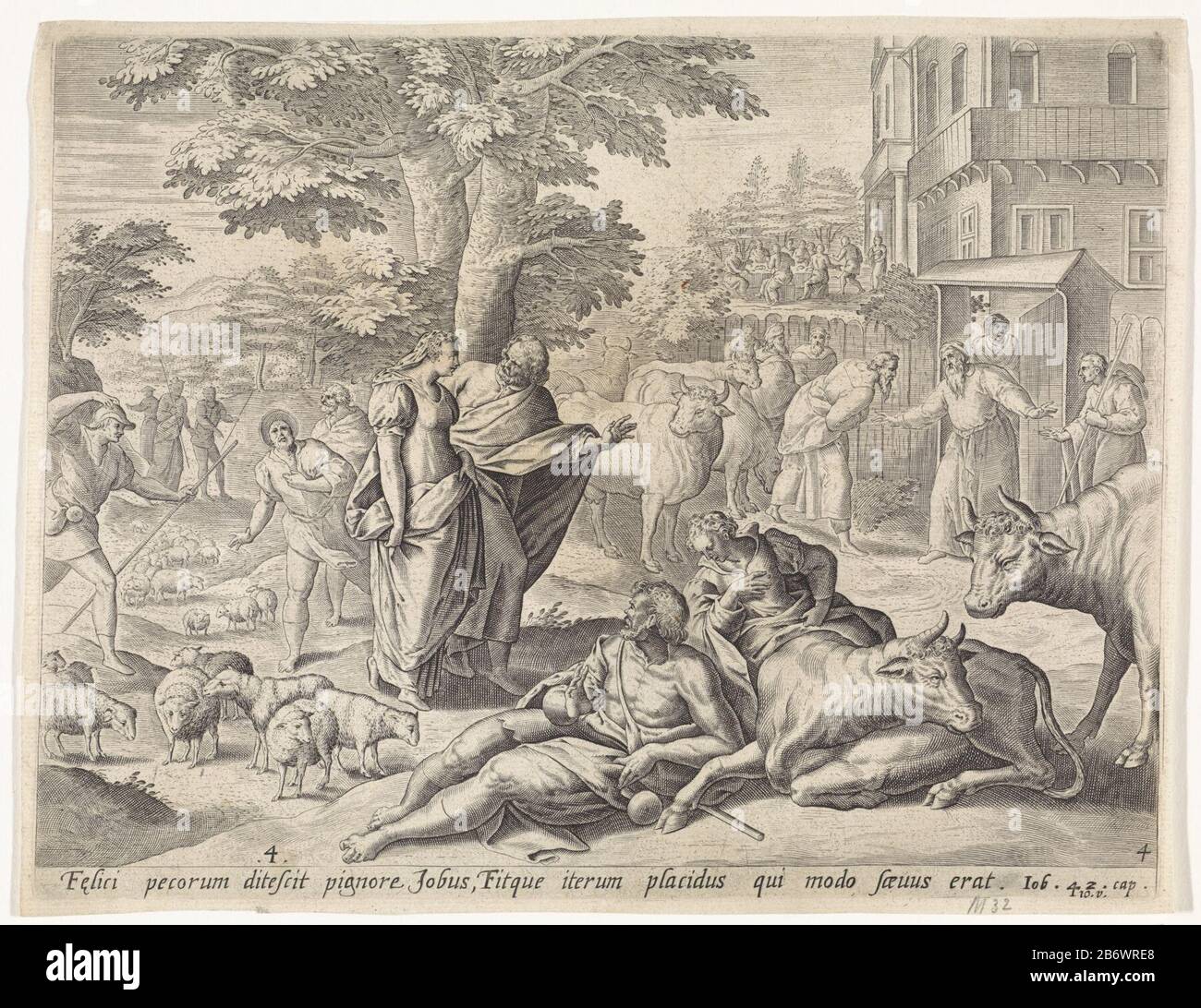 Jobs voorspoed hersteld Geschiedenis van Job (serietitel) Theatrum biblicum  () (serietitel) After all the misery that Job has happened to double his  possessions. Job received at the gate of his house, his