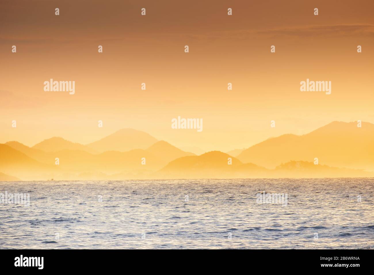 Background view of ocean and mountains Stock Photo
