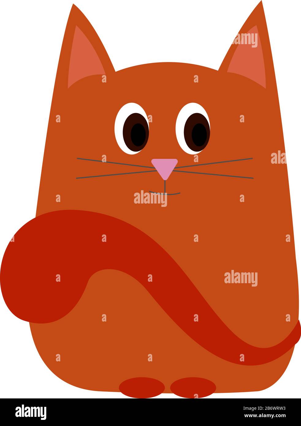 Red Cat cute funny character in doodle cartoon style. Ginger