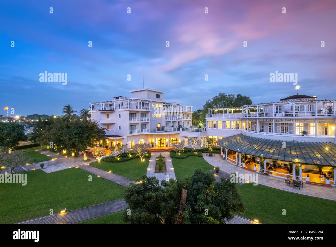 Southeast Asia, Vietnam, The Azerai La Residence hotel in Hue - a boutique hotel in a heritage building in the historical city and world heritage site Stock Photo