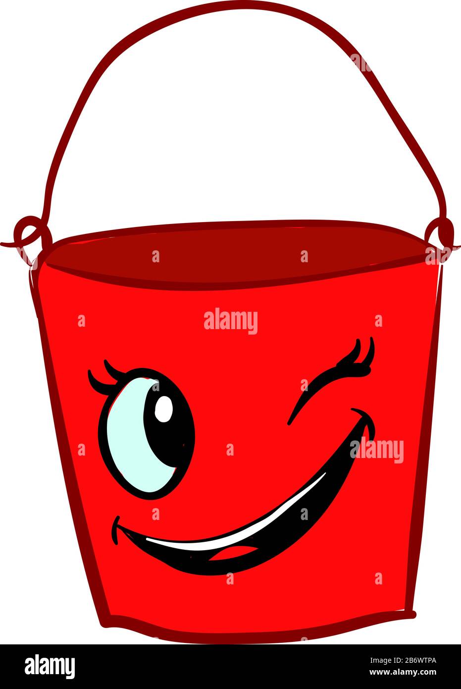 Red bucket, illustration, vector on white background Stock Vector Image
