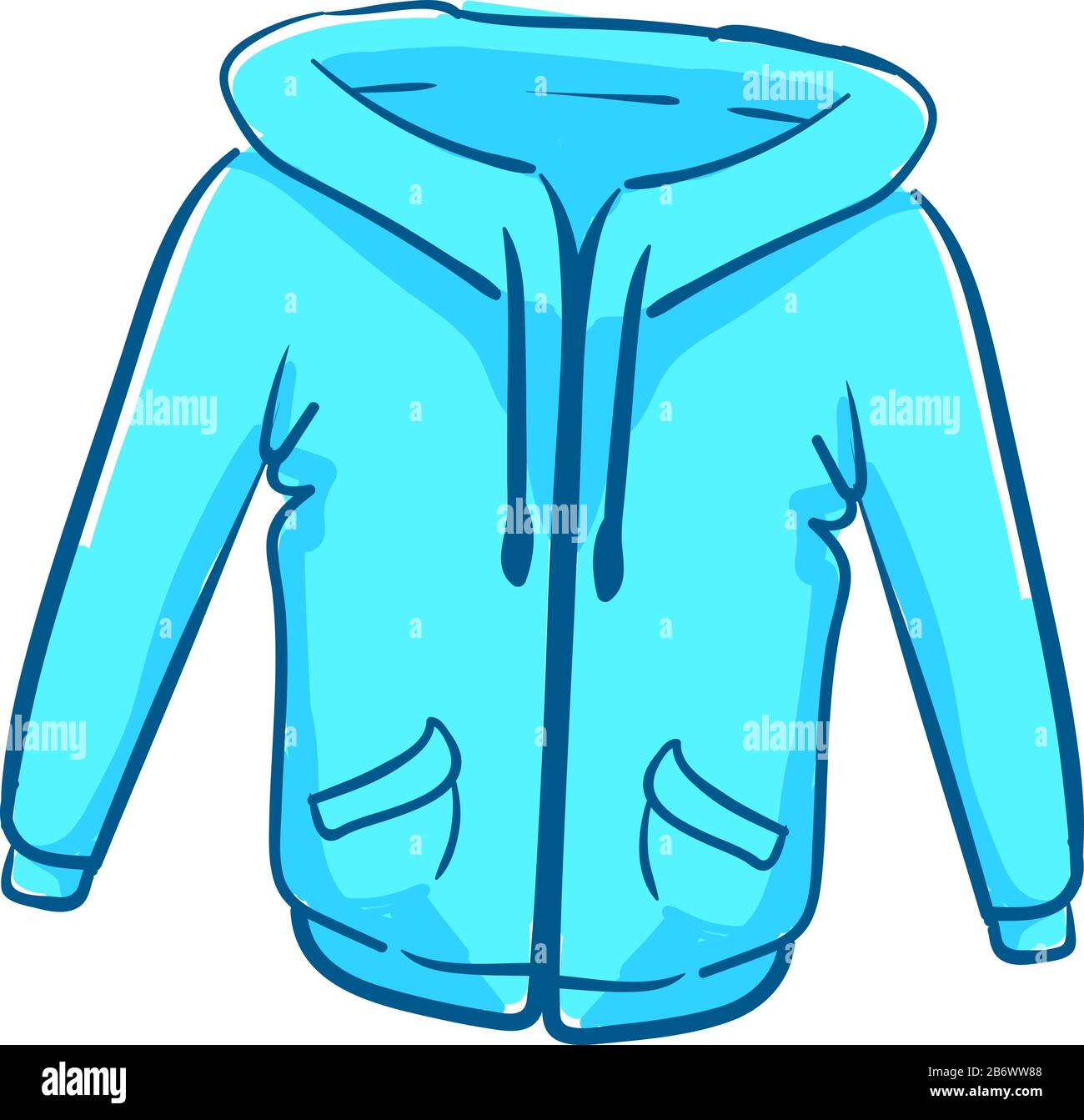 Blue winter jacket, illustration, vector on white background Stock ...
