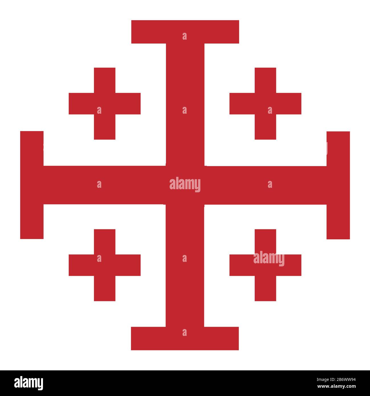 Vector illustration red Jerusalem cross. Cross of Knightly Order of the Holy Sepulchre of Jerusalem Stock Vector