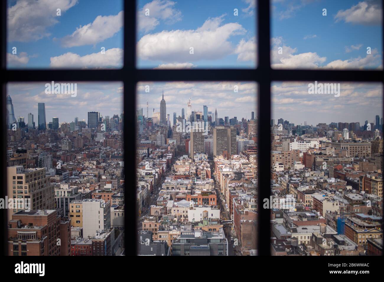View Of New York City As Seen Through Window Of Apartment Stock Photo Alamy