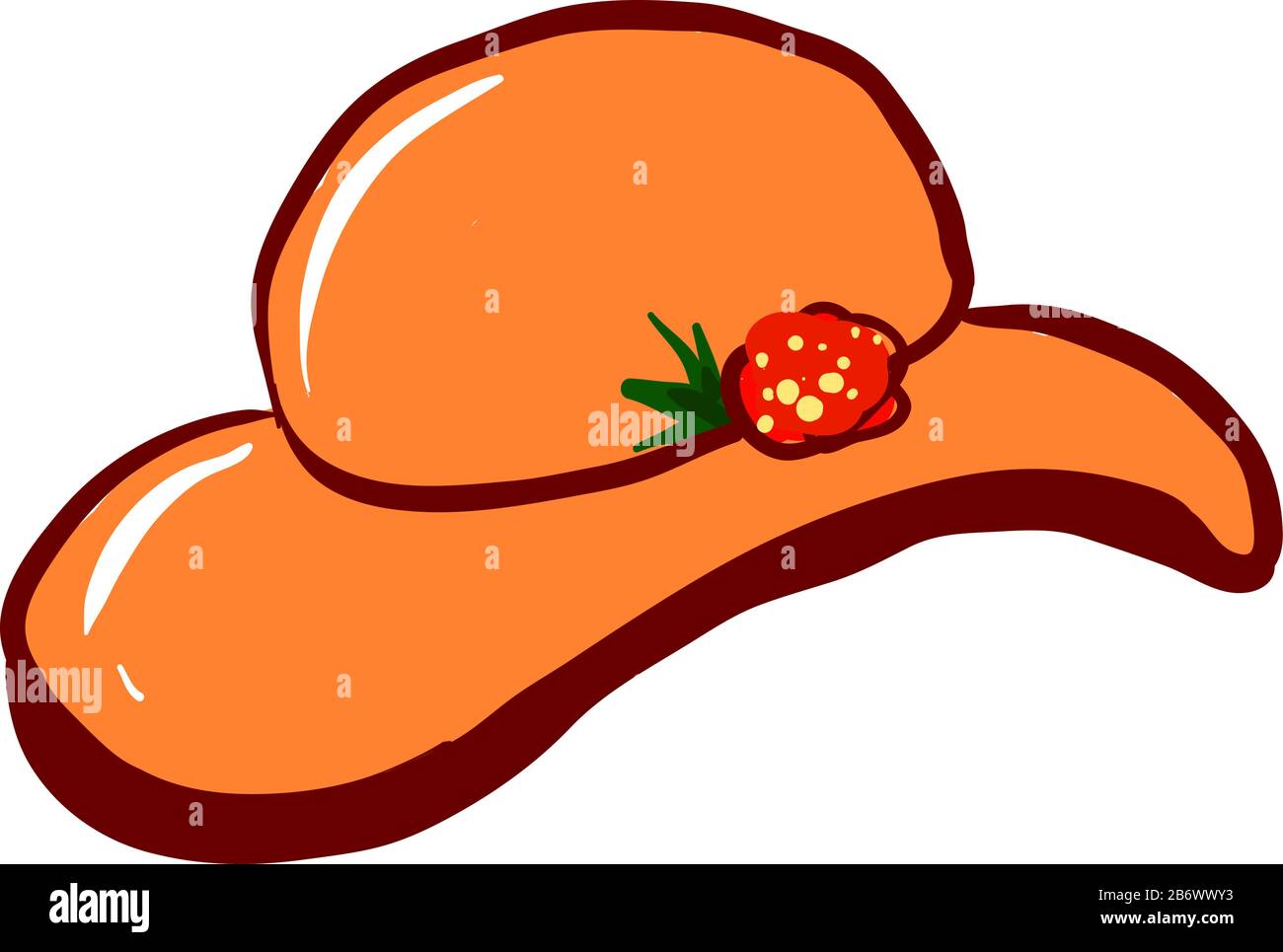 Orange hat with flower, illustration, vector on white background Stock Vector Image & Art Alamy