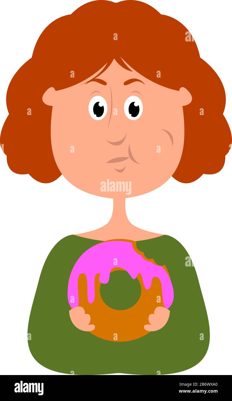 Big donut, illustration, vector on white background. Stock Vector