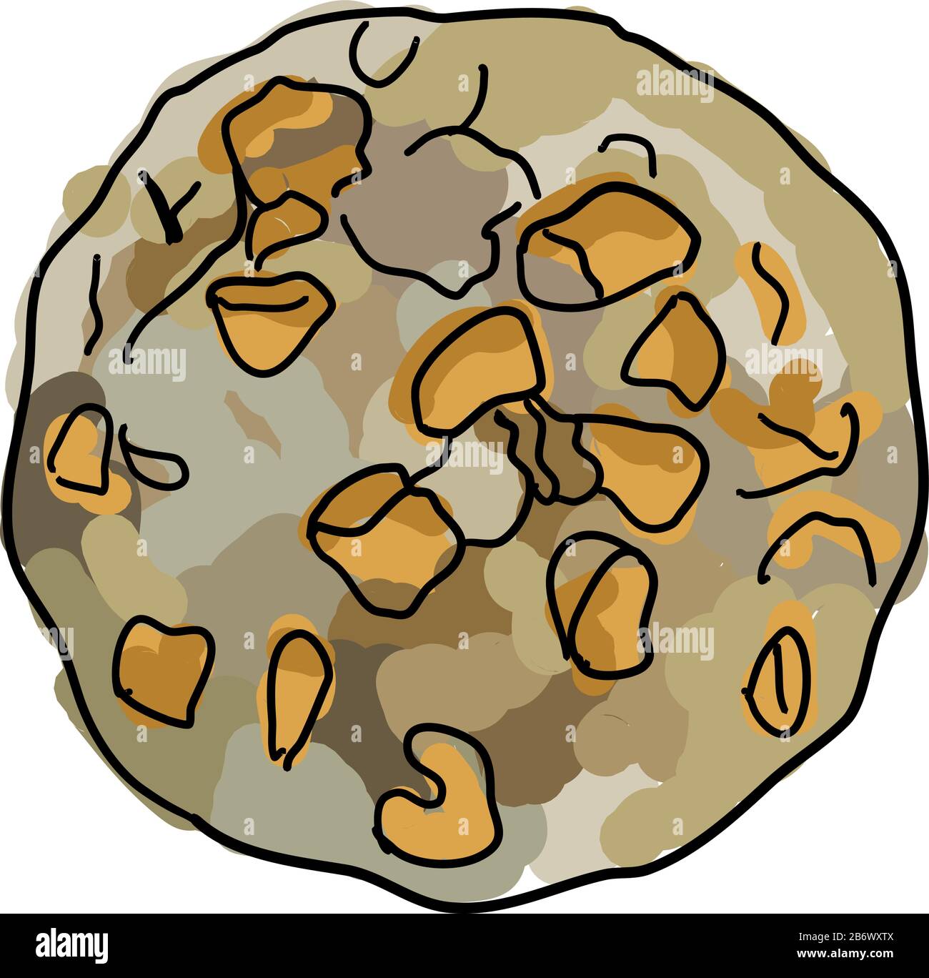 Oatmeal cookie, illustration, vector on white background Stock Vector