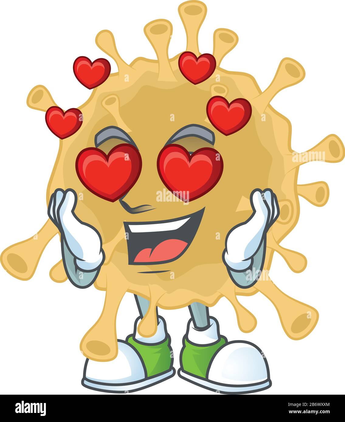 Romantic Coronavirus Particle Cartoon Character With A Falling In Love Face Stock Vector Image Art Alamy