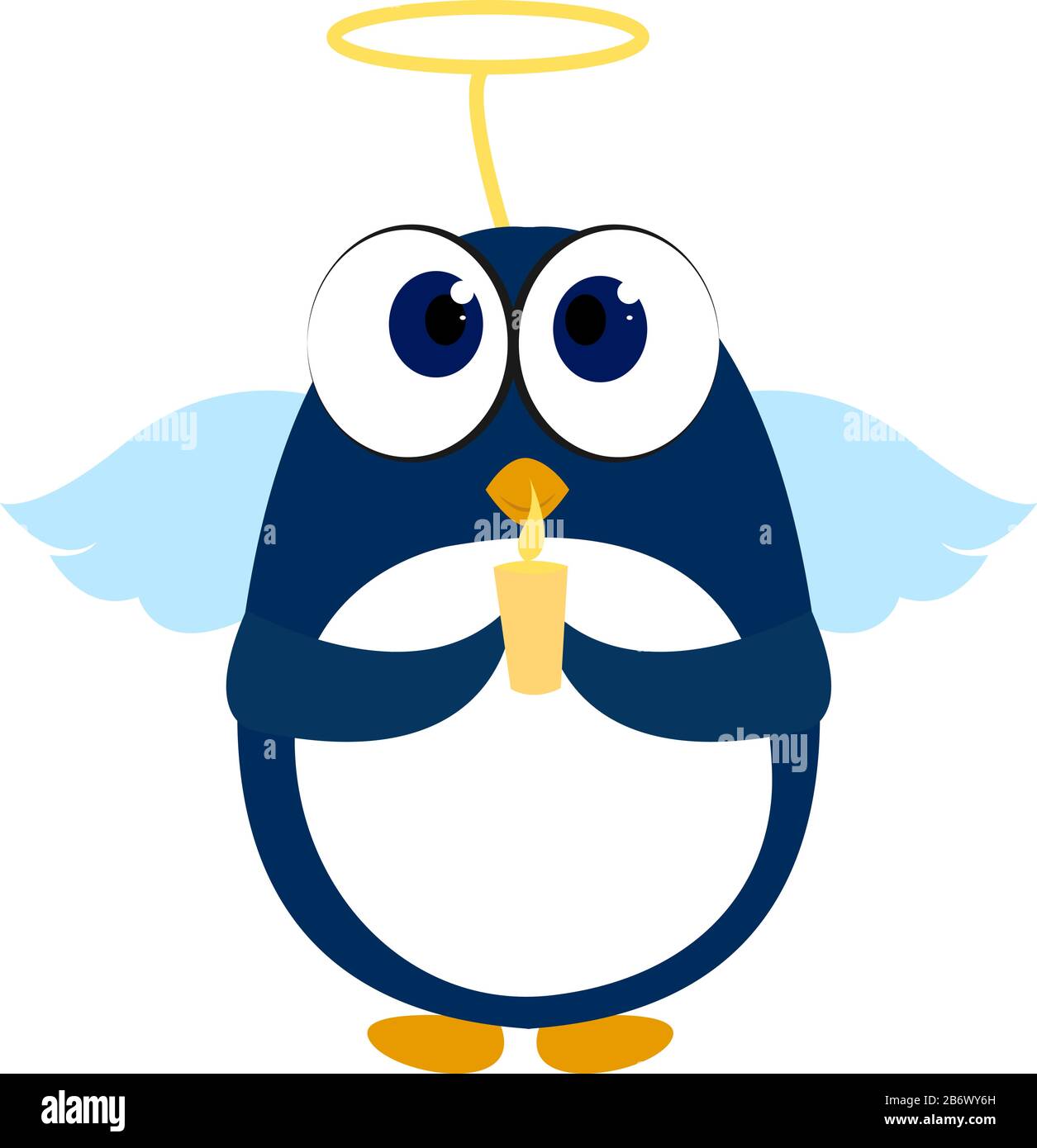 Angel penguin, illustration, vector on white background Stock Vector