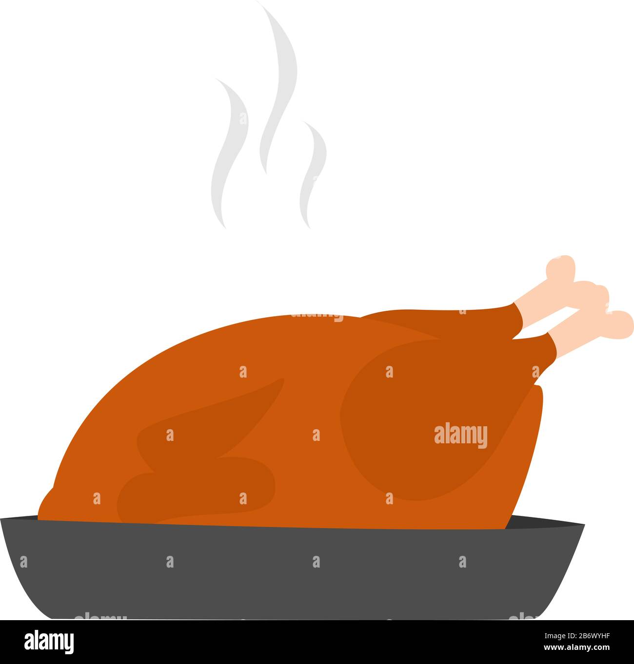 Chicken In The Oven Illustration Vector On White Background Stock