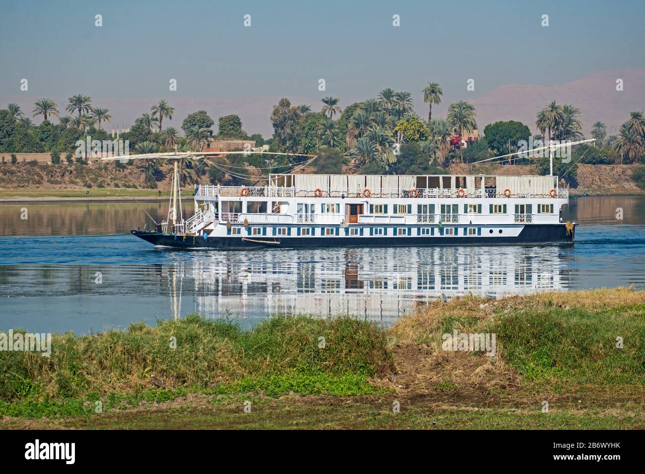 Large luxury traditional Egyptian dahabeya river cruise boat sailing on the Nile Stock Photo Alamy