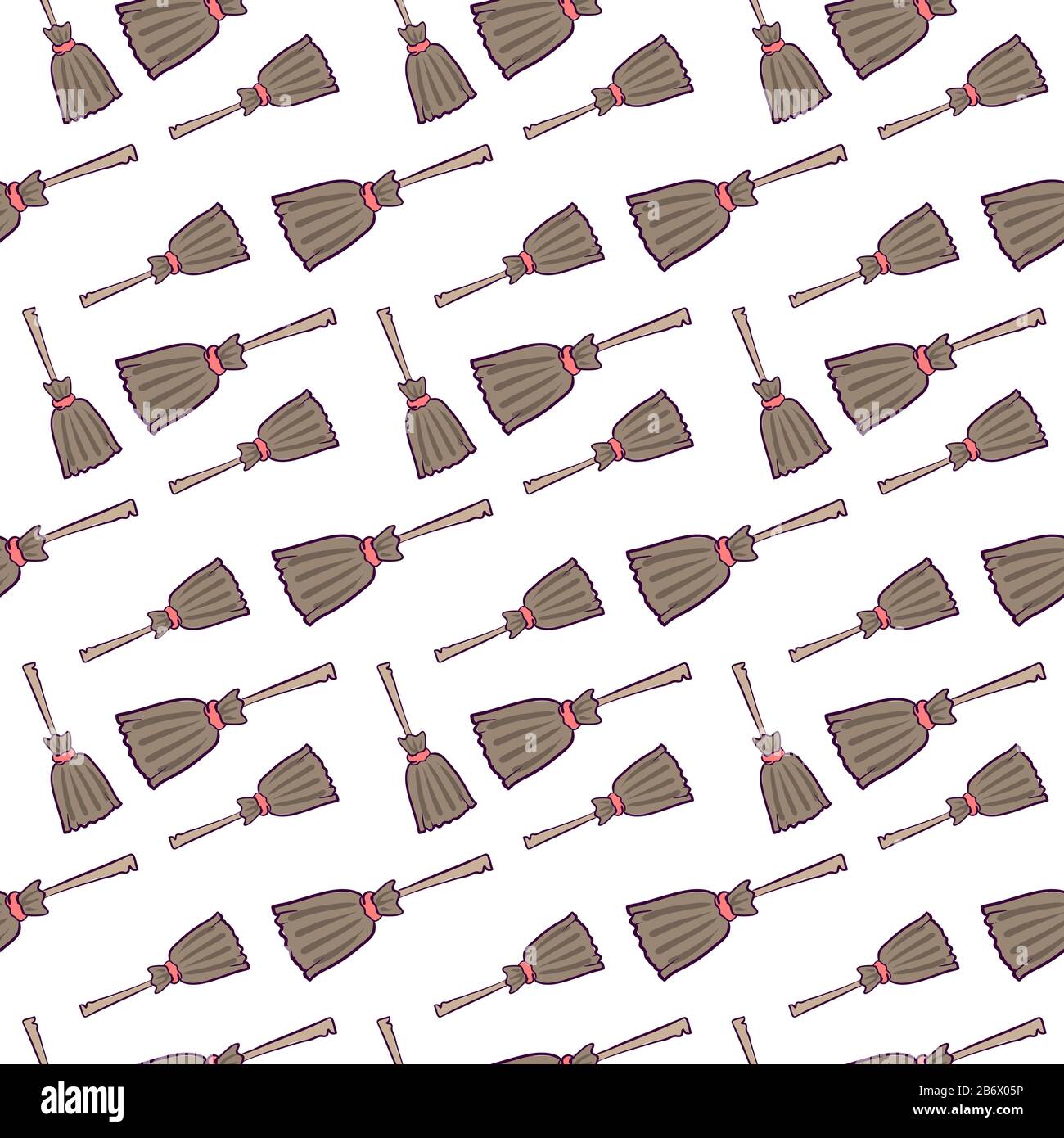Broom wallpaper, illustration, vector on white background Stock Vector
