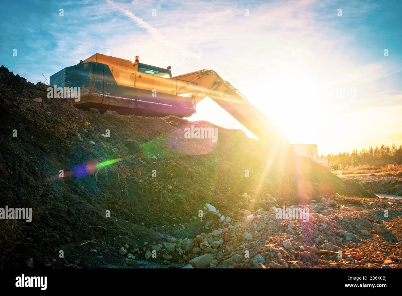 Excavator construction site sunset hi-res stock photography and images ...