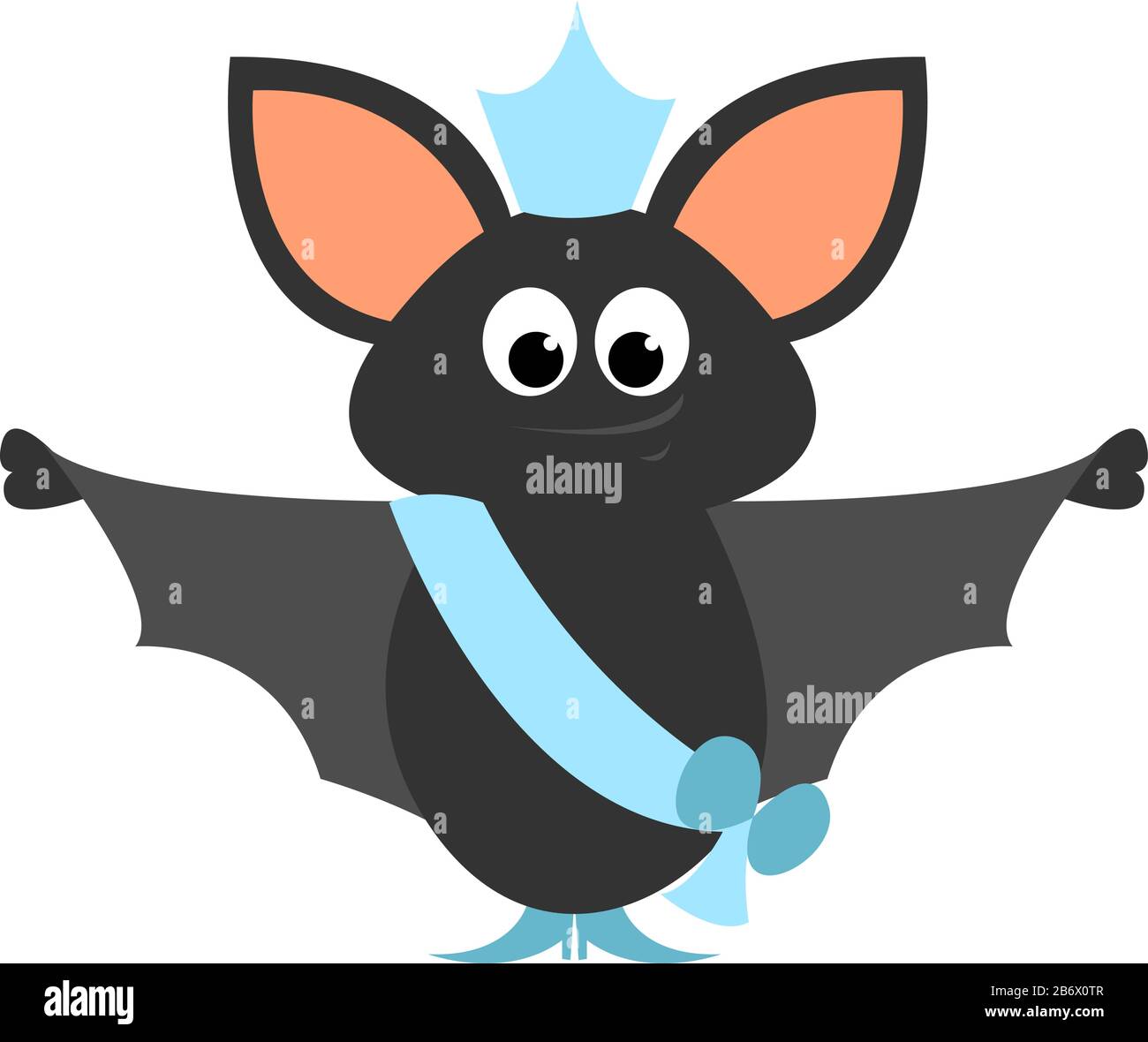 Cute blind bat, illustration, vector on white background Stock Vector
