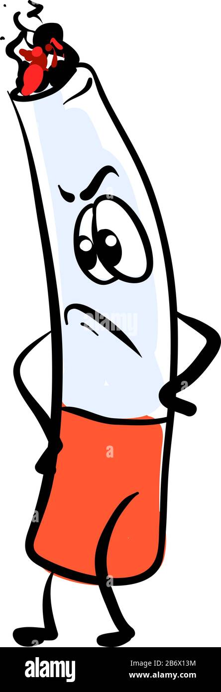 Angry cigarette, illustration, vector on white background Stock Vector  Image & Art