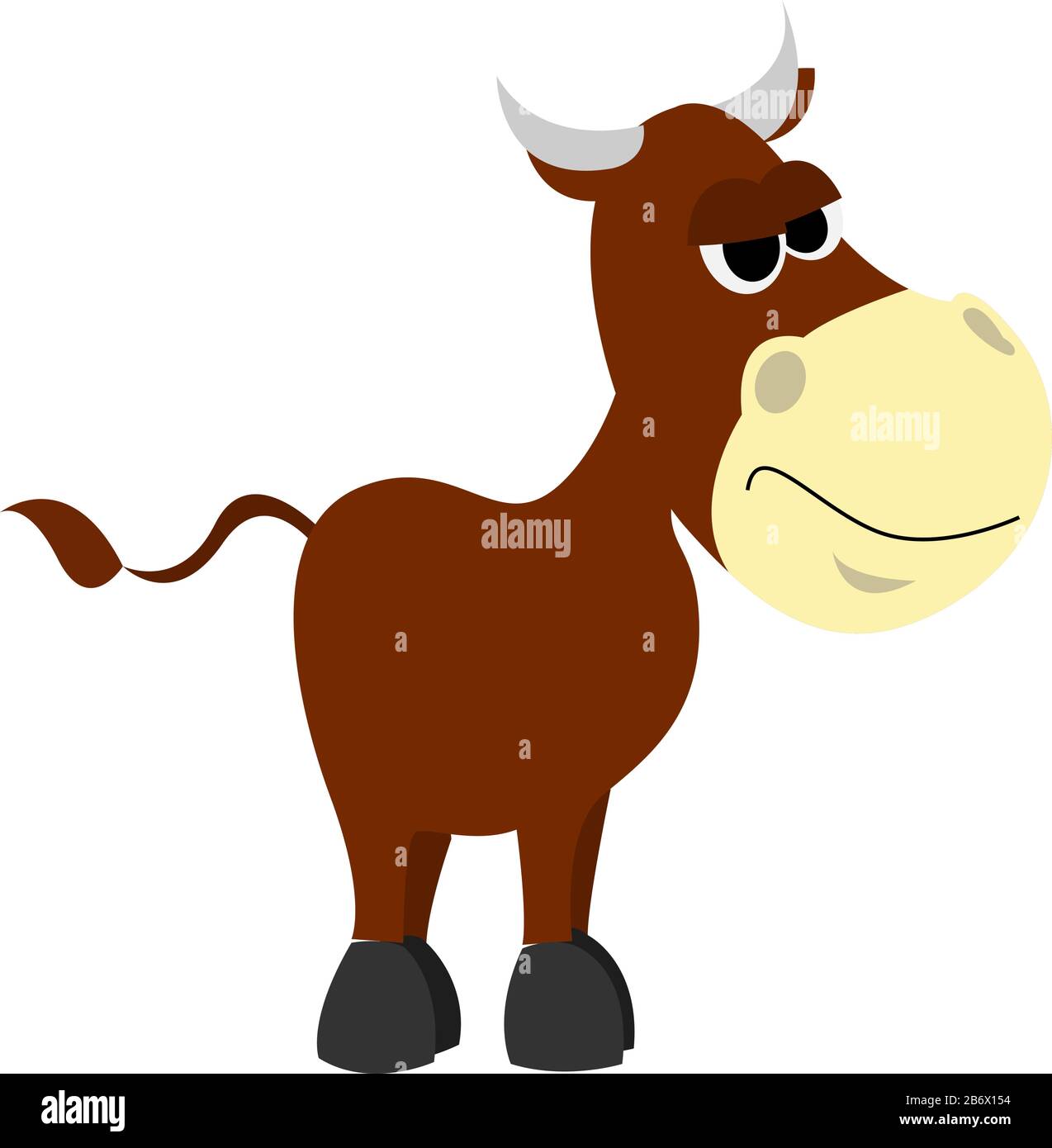 Brown bull, illustration, vector on white background. Stock Vector