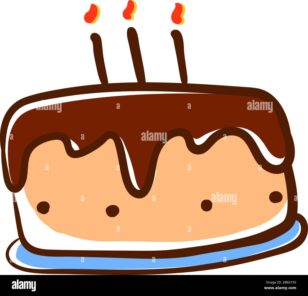 Birthday cake, illustration, vector on white background. Stock Vector