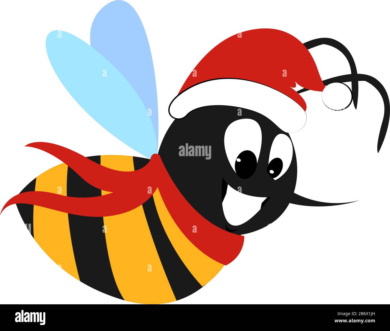 Christmas bee, illustration, vector on white background. Stock Vector