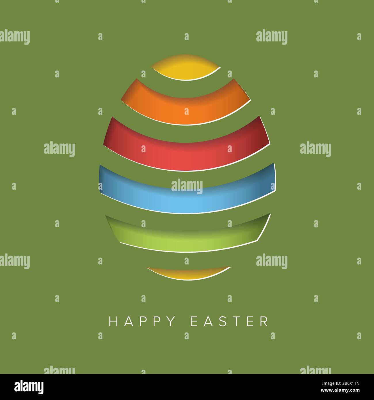 Vector retro Paper card / poster with striped easter eggs - papercut effect Stock Vector