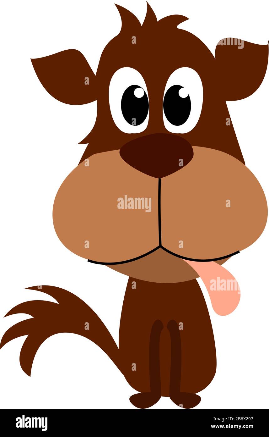 Silly dog, illustration, vector on white background. Stock Vector