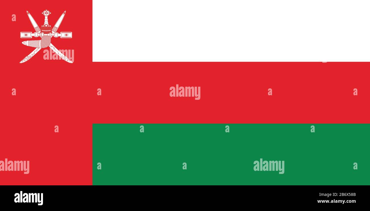 Flag of Oman - Omani flag standard ratio - true RGB color mode Stock Photo