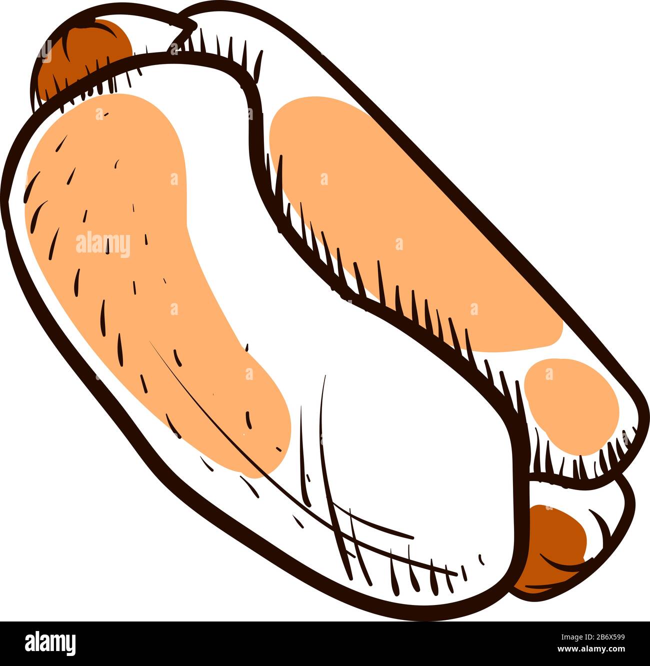 Hot dog drawing, illustration, vector on white background Stock Vector