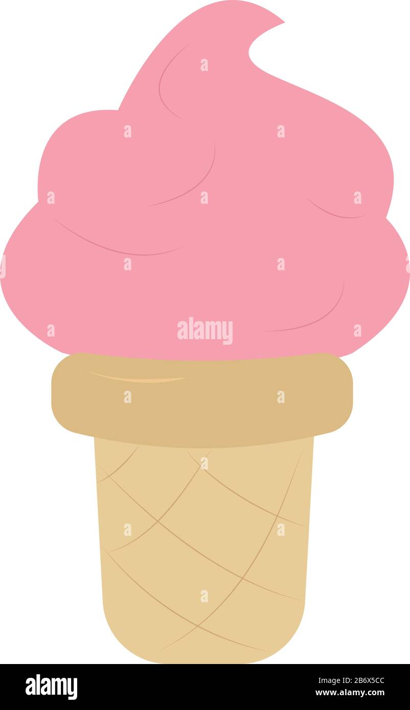 Pink ice cream, illustration, vector on white background Stock Vector ...