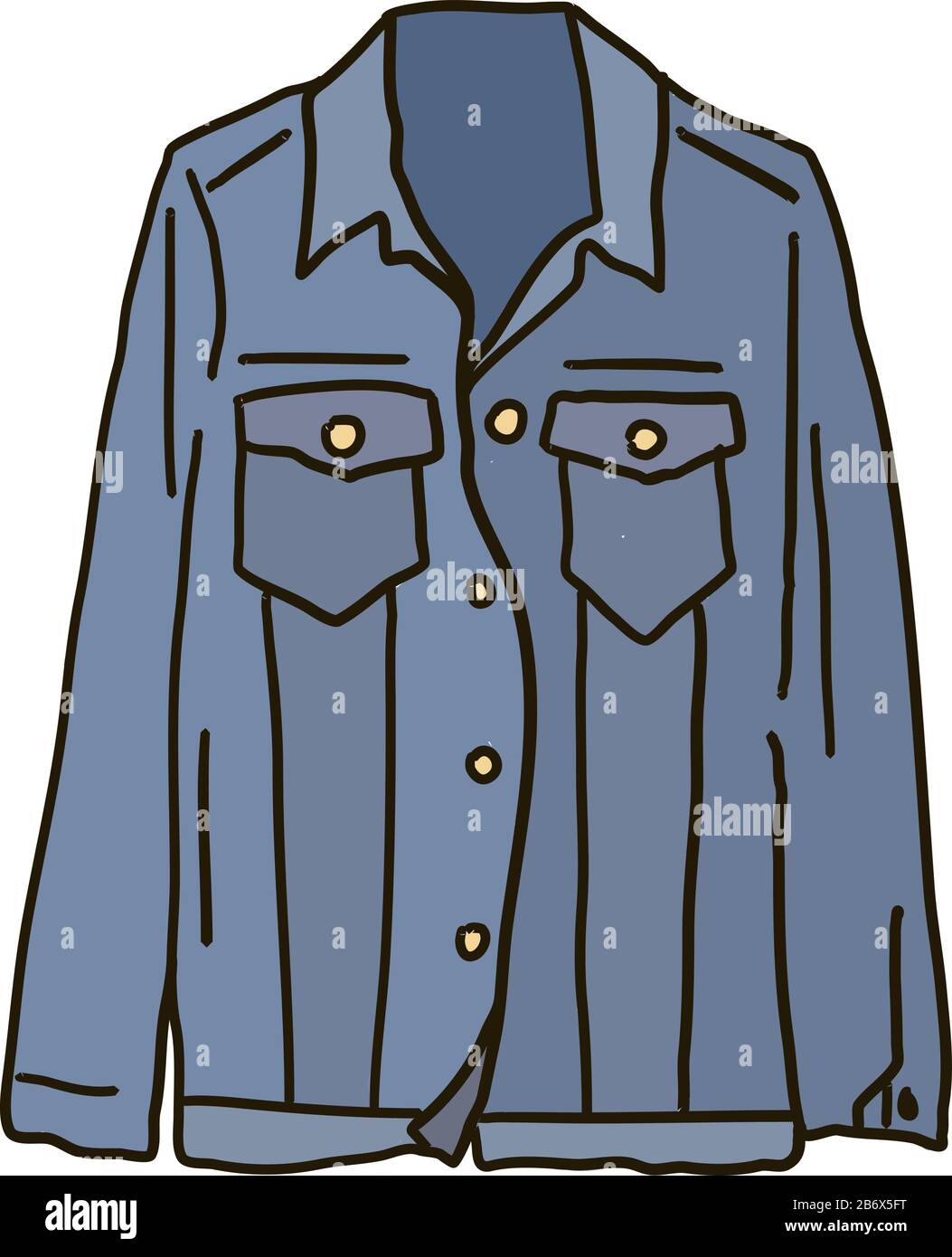 Denim jacket, illustration, vector on white background. Stock Vector